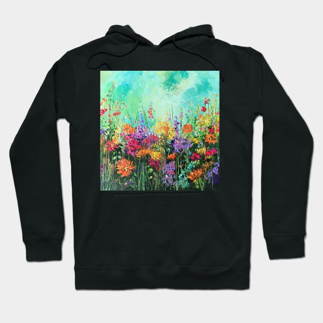 Garden Magic , colourful contemporary floral design Hoodie by ColetteBaumback